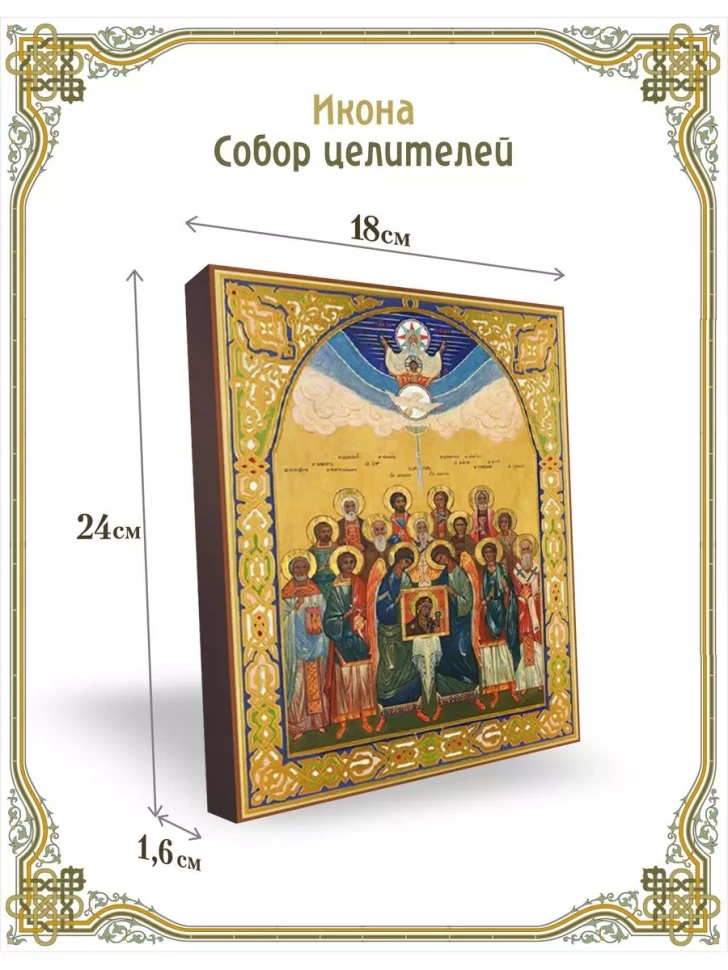 Икона Собор целителей в киоте