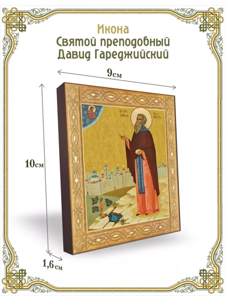 Икона святой преподобный Давид Гареджийский 9*10 см