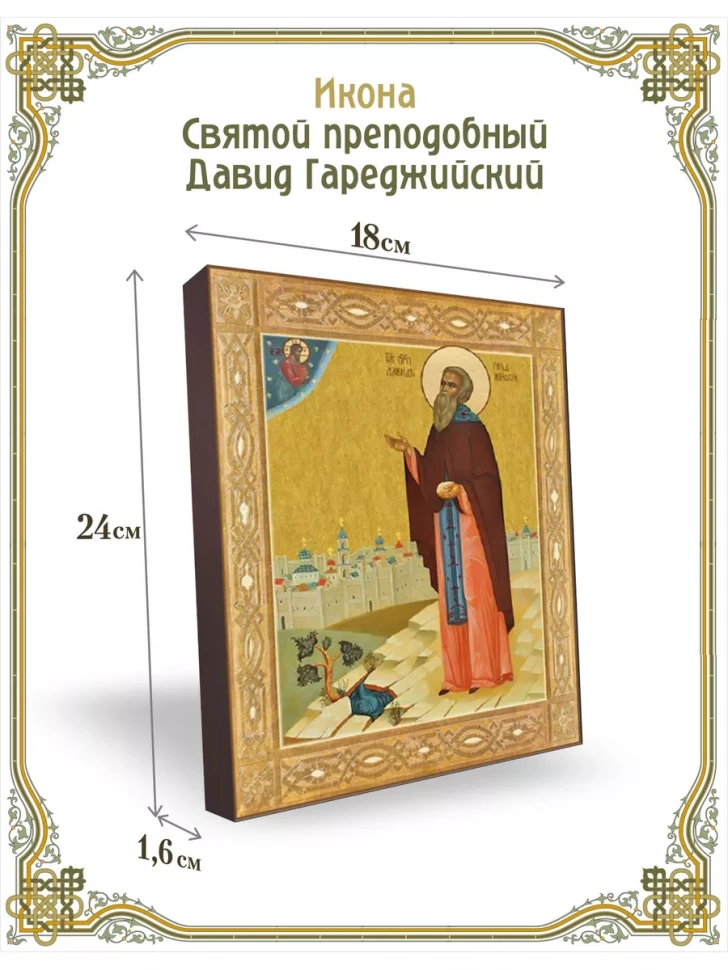 Икона святой преподобный Давид Гареджийский 24*18 см